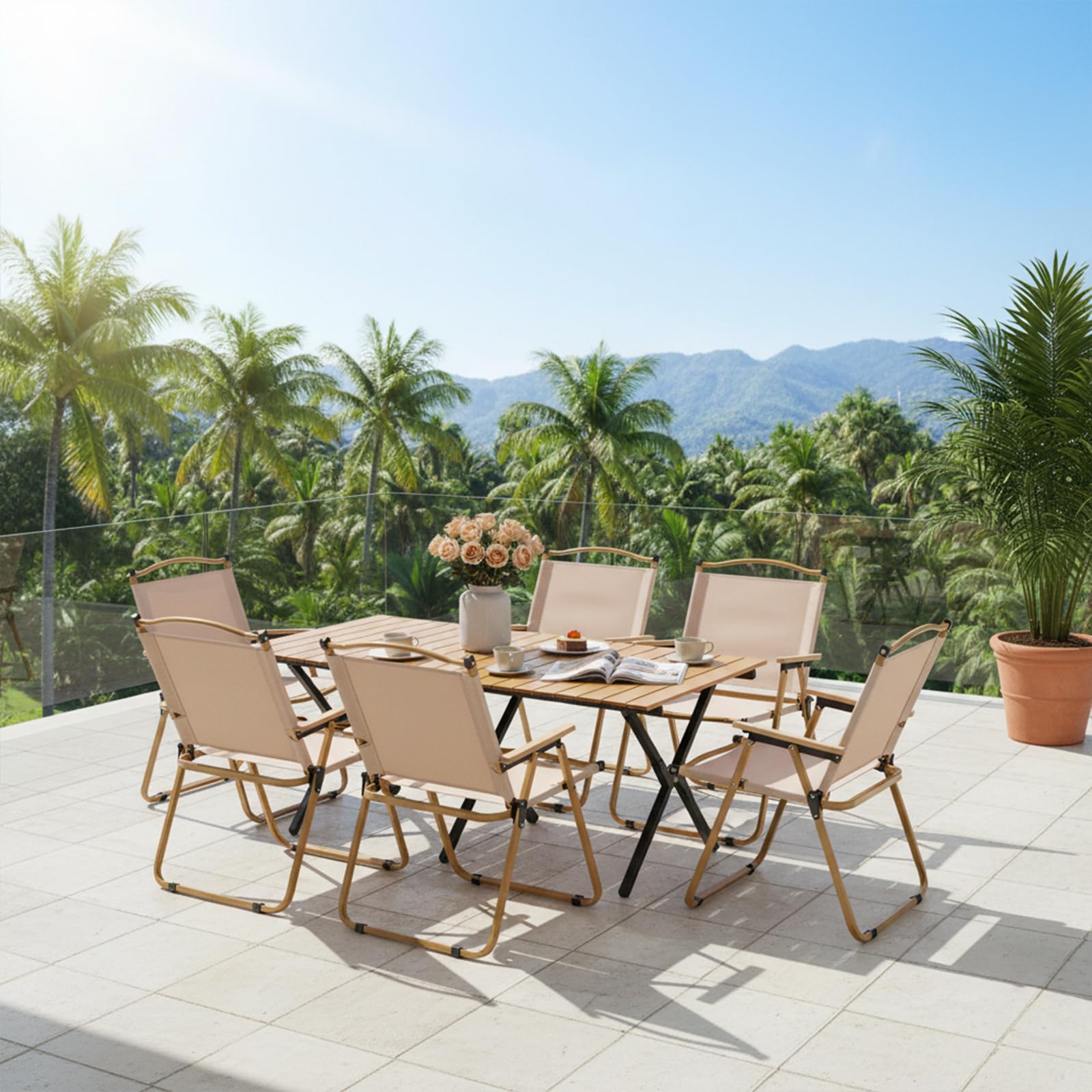 Table de Camping Pliante 119 x 58 cm, Table Pliante Portable, Sac de Rangement Inclus, Facile à Transporter pour 6 à 8 Personnes, Pique-Nique, Voyage, Jardin, terrasse - Brun