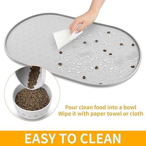 Miniatura 104 de KPWACD Tapete de alimentación de mascotas para perros y gatos, mantel individual de silicona para perros, antideslizante, impermeable, evita