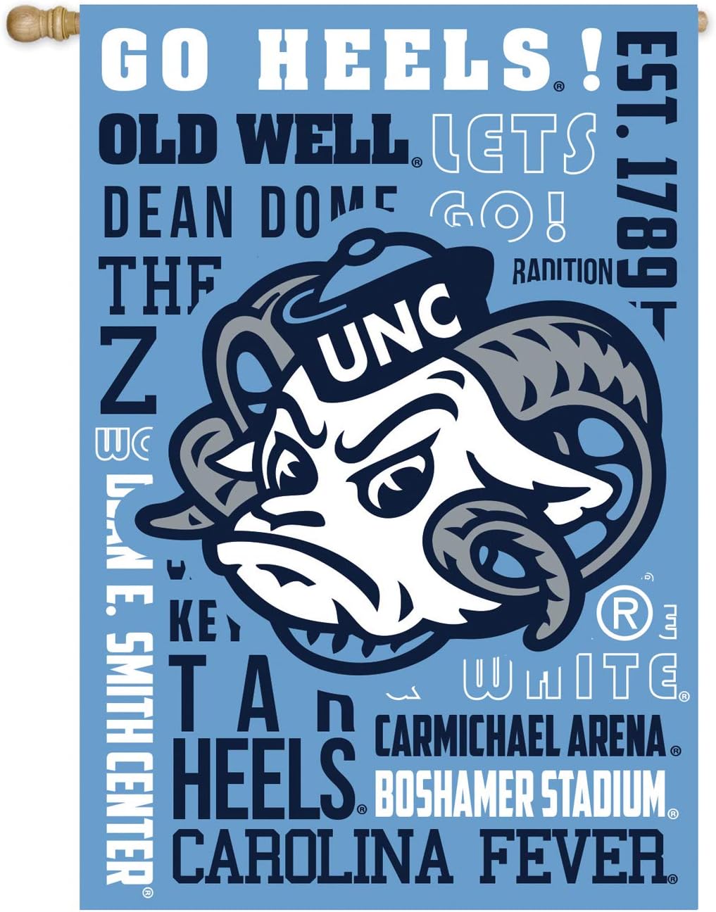 Team Sports America U of North Carolina Fan Rules House Flag - 28 x 44 Inches