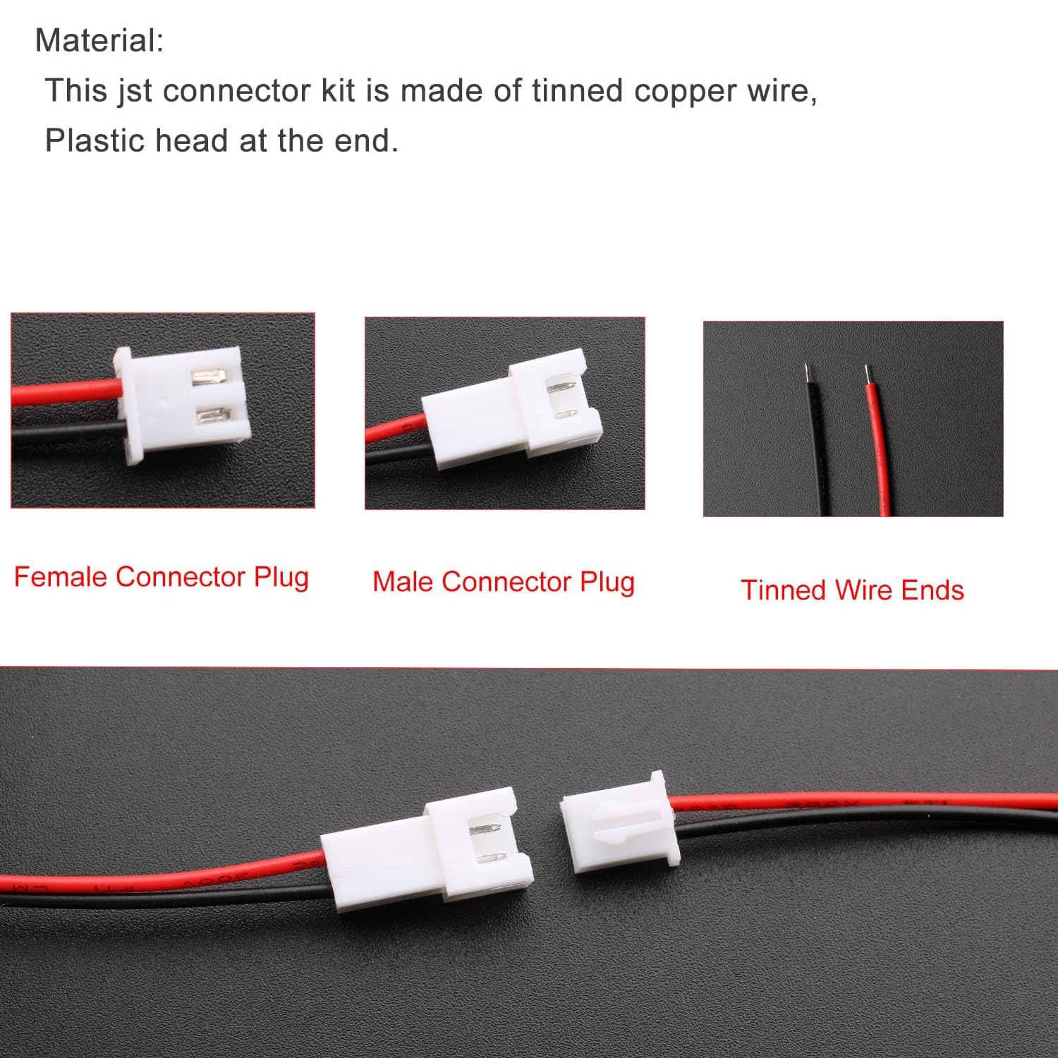 60 Pezzi (30 Paia) JST Connettore Mini 2.54 XH 2 Pin Maschio e Femmina Con Cavo 150mm 26AWG, Micro Elettrico Spina Presa