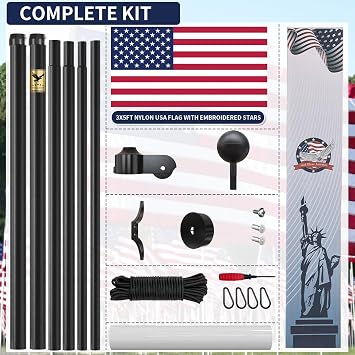 25FT Heavy Duty Flag Pole for Outside House, Real 11 Gauge Aluminum | 120MPH Wind Tested,True Glory Edition,Fly Two Flags,Residential & Commercial Flagpole Kit,Gift Box Packaging,Easy Install