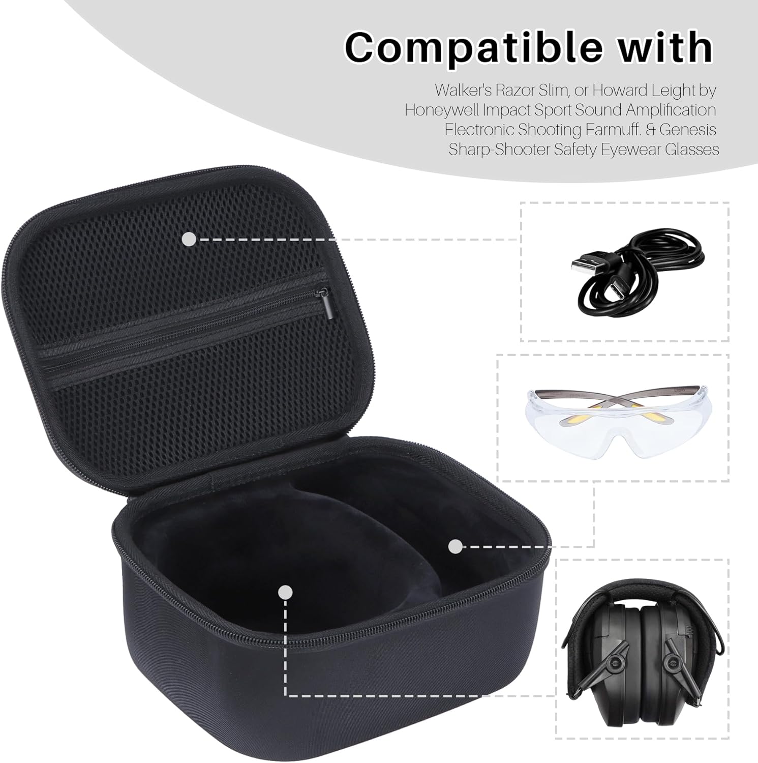 Storage Case Compatible with Walker's Razor Slim Shooting Hearing Protection Electronic Earmuffs - Image 3