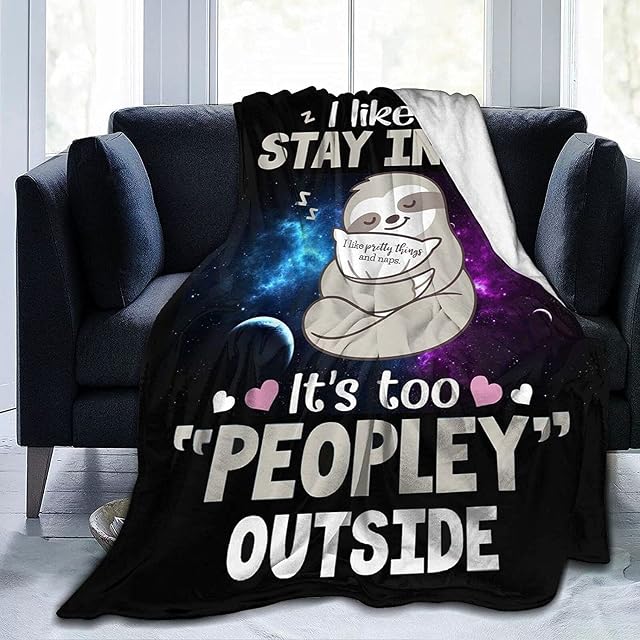 Sloth Blanket Cute Space Sloth Printed Throw Blanket for Kids Adults Super Soft Warm Cozy Lightweight Plush Flannel Fleece Blankets for Couch Bed Sofa Living Room Suitable for All Seasons 50"X40"