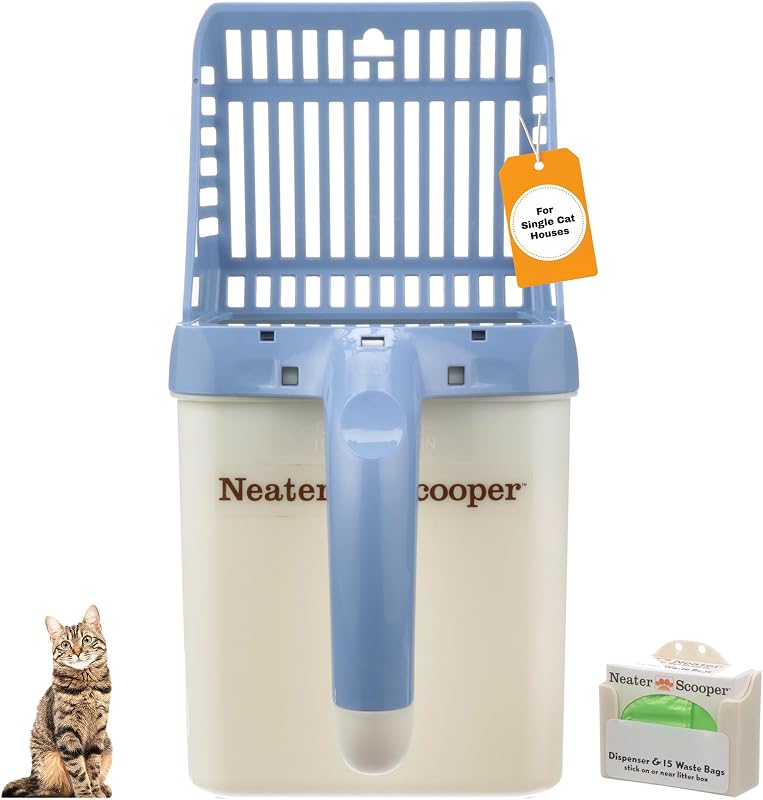 Pá para Caixa de Areia de Gatos Neater Scooper Standard com Suporte e 15 Sacos de Reposição Neater Pet Brands