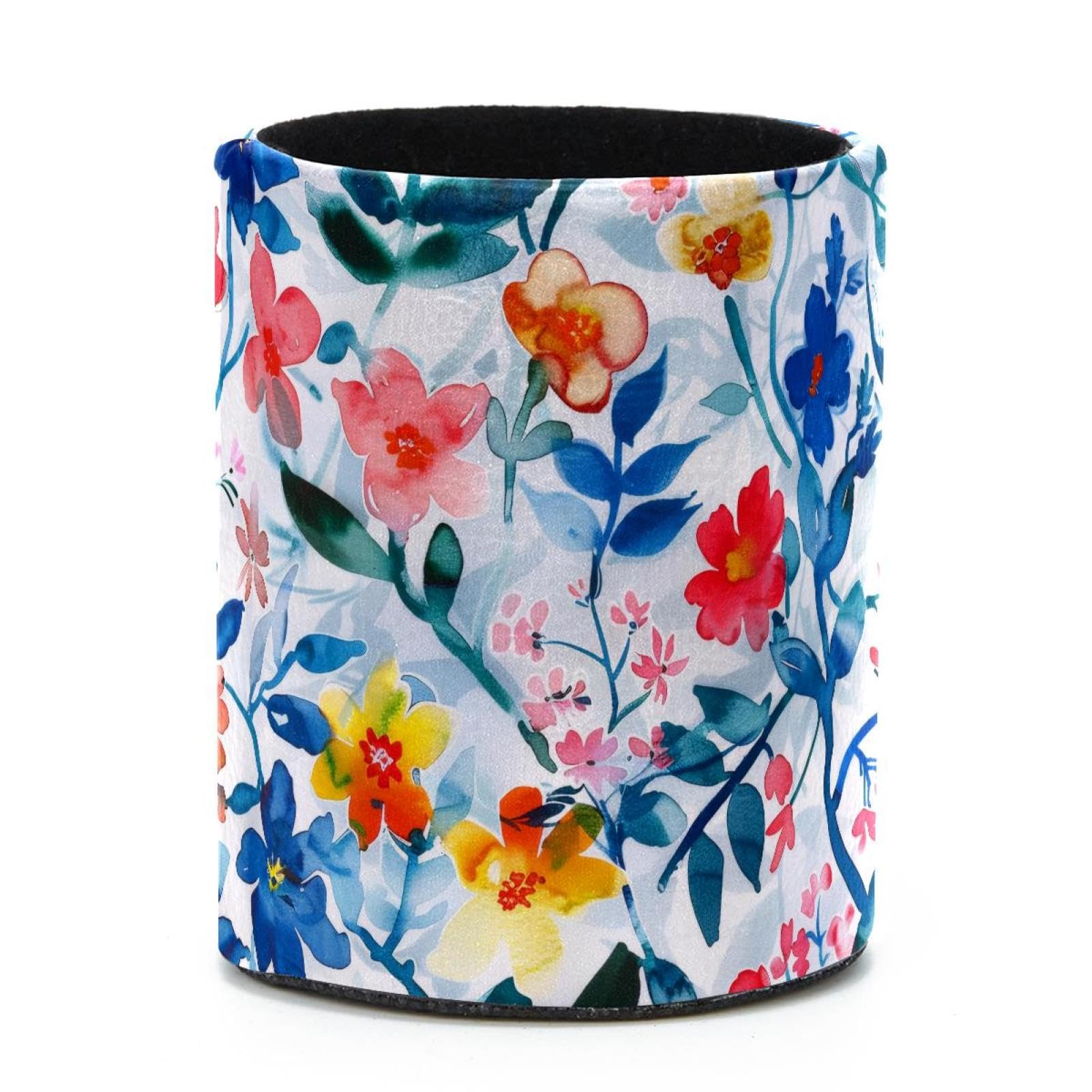 VAPOKF Round Pencil Holders for Desk, Watercolor Flowers Pen Holders Pen Pot Makeup Brushes Storage Desktop Stationery Supplies Organiser for Home Office