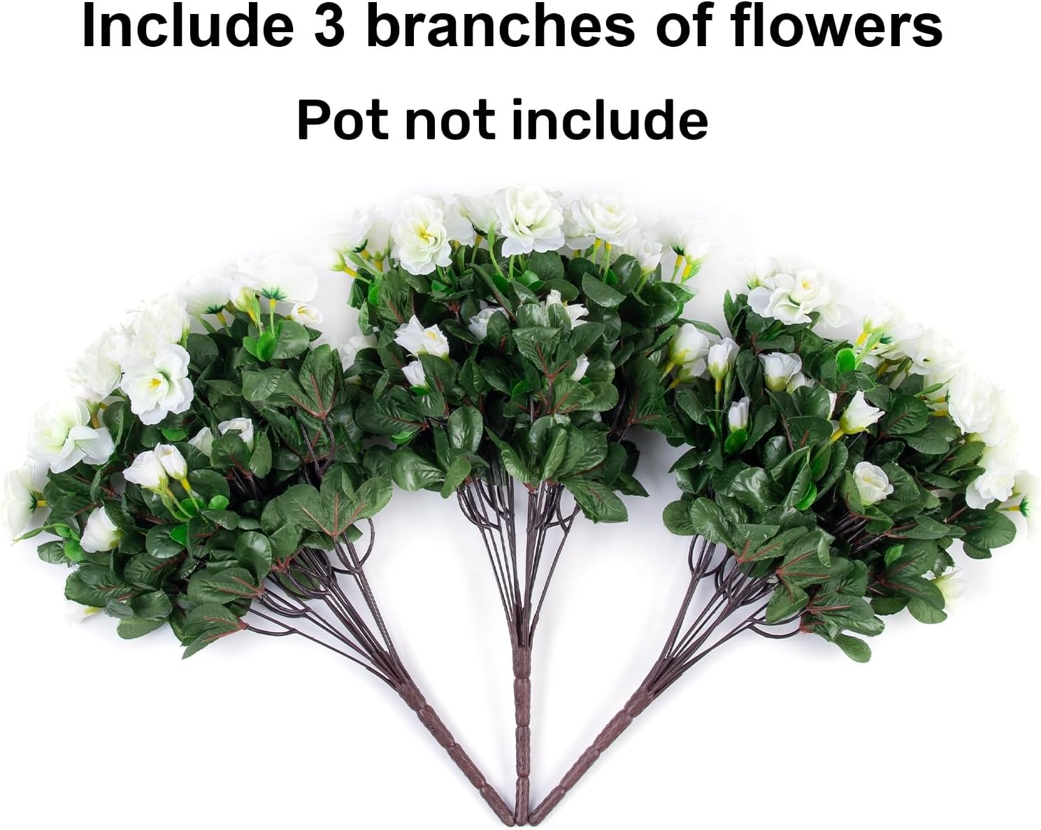 Ivydale Artificial Fake White Flowers Plants for Spring Outdoor Outside, Faux Silk Camellia UV Resistant Realistic for Front Door Porch Patio Balcony Garden Yard Decor, 3 Large Bundles - Image 6