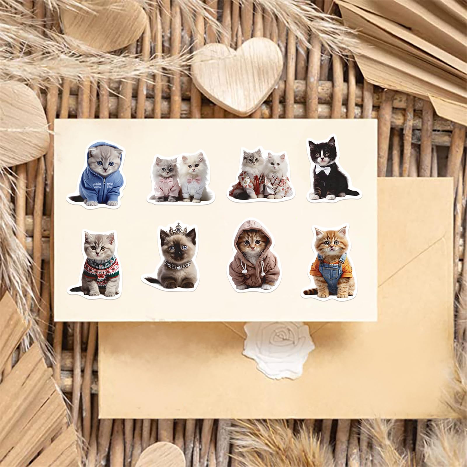 Kawaii Cat Clothing Vinyl Stickers 50 Pcs Kawaii Kitten Stickers - Cute ...