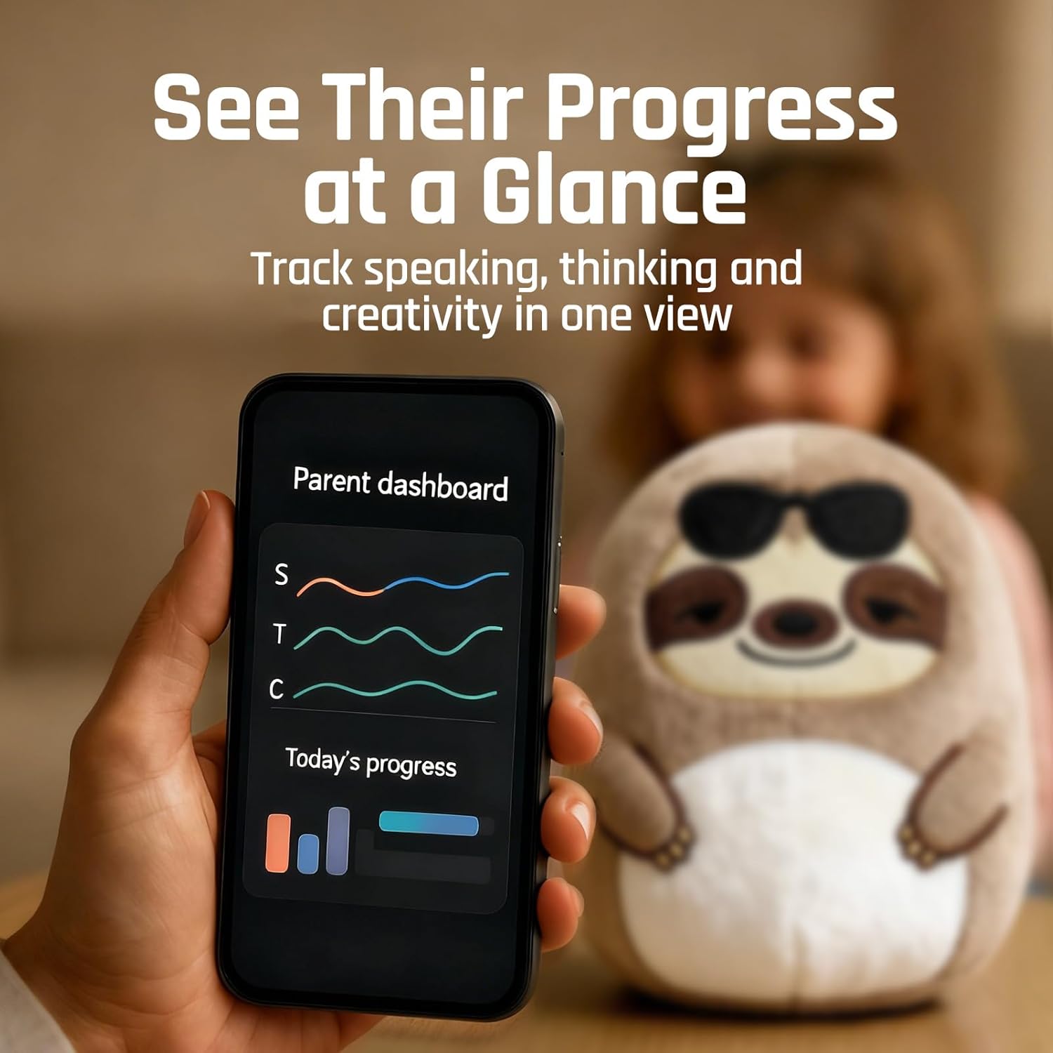 Puffpals AI-Powered Sloth Plush Toy — Voice-Controlled, Adaptive Learning, Screen-Free Toy for Kids