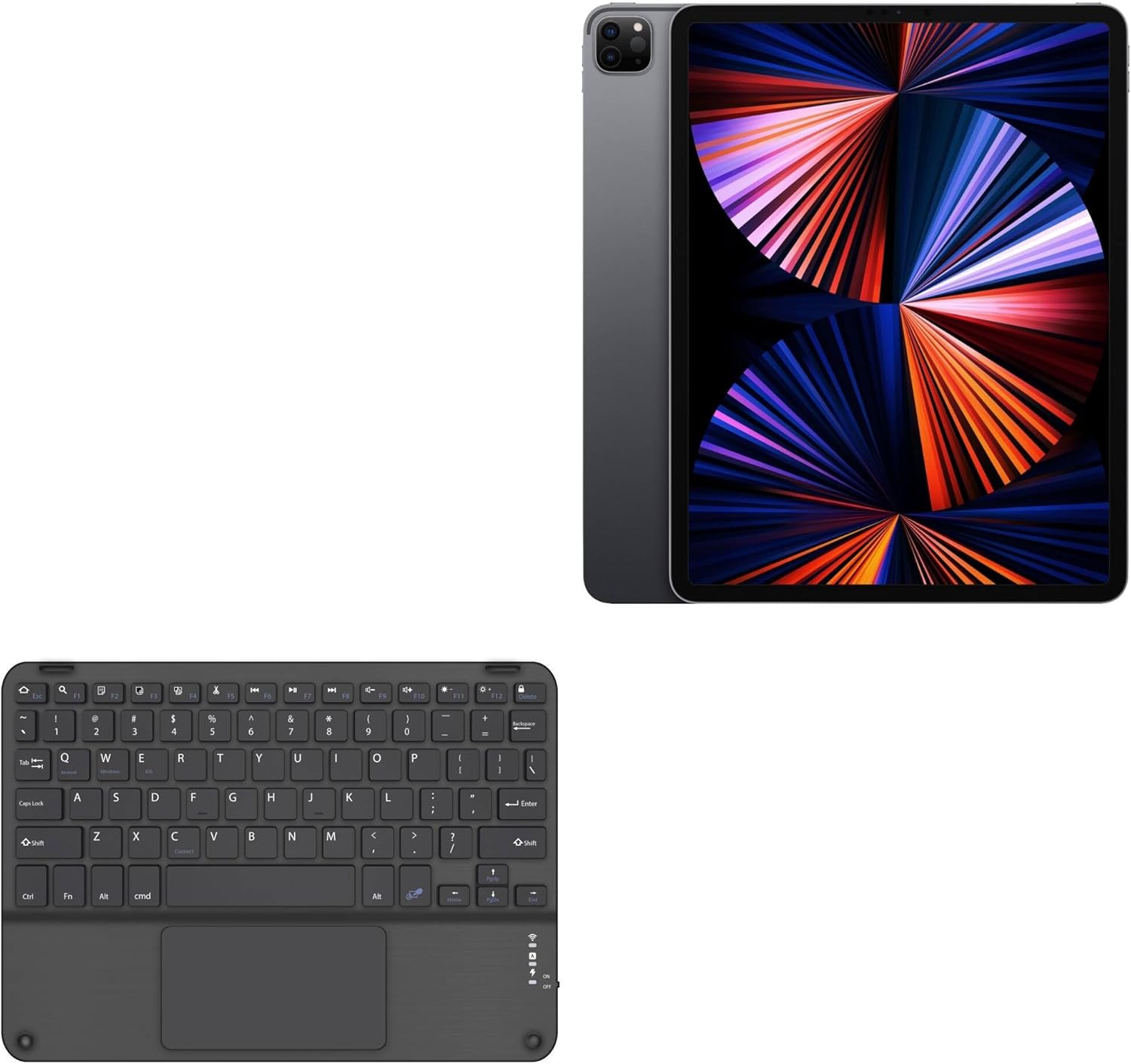 BoxWave Keyboard Compatible with Apple iPad Pro 12.9" (6th Gen 2022) - SlimKeys Bluetooth Keyboard with Trackpad, Portable Slim TouchPad - Jet Black
