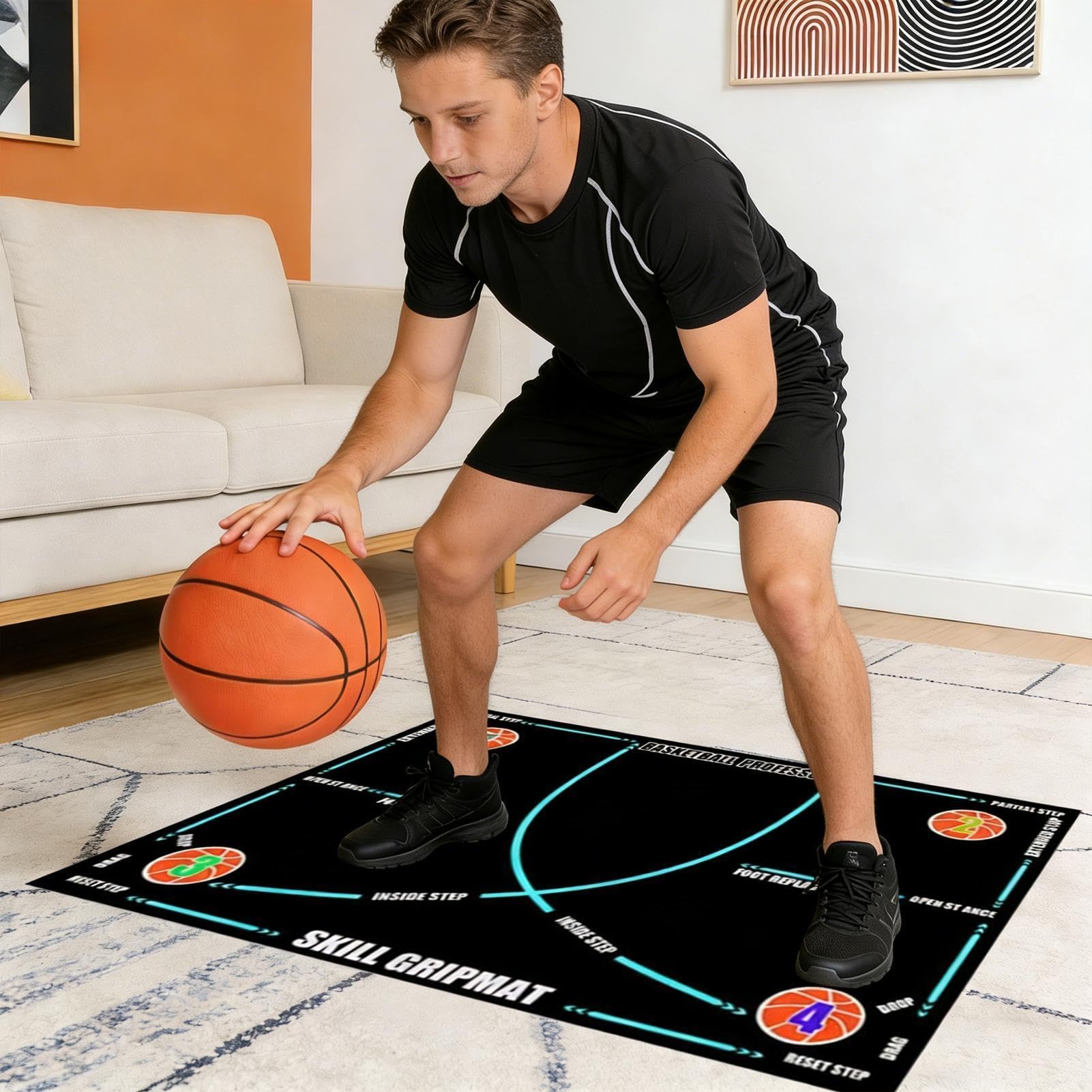 Tappetino Per Allenamento Di Pallacanestro Per Bambini Attrezzature | Tappetino Per Pratica Passi Di Basket Adulti Giocatori Squadre Scolastiche Allenatori Casa Palestr