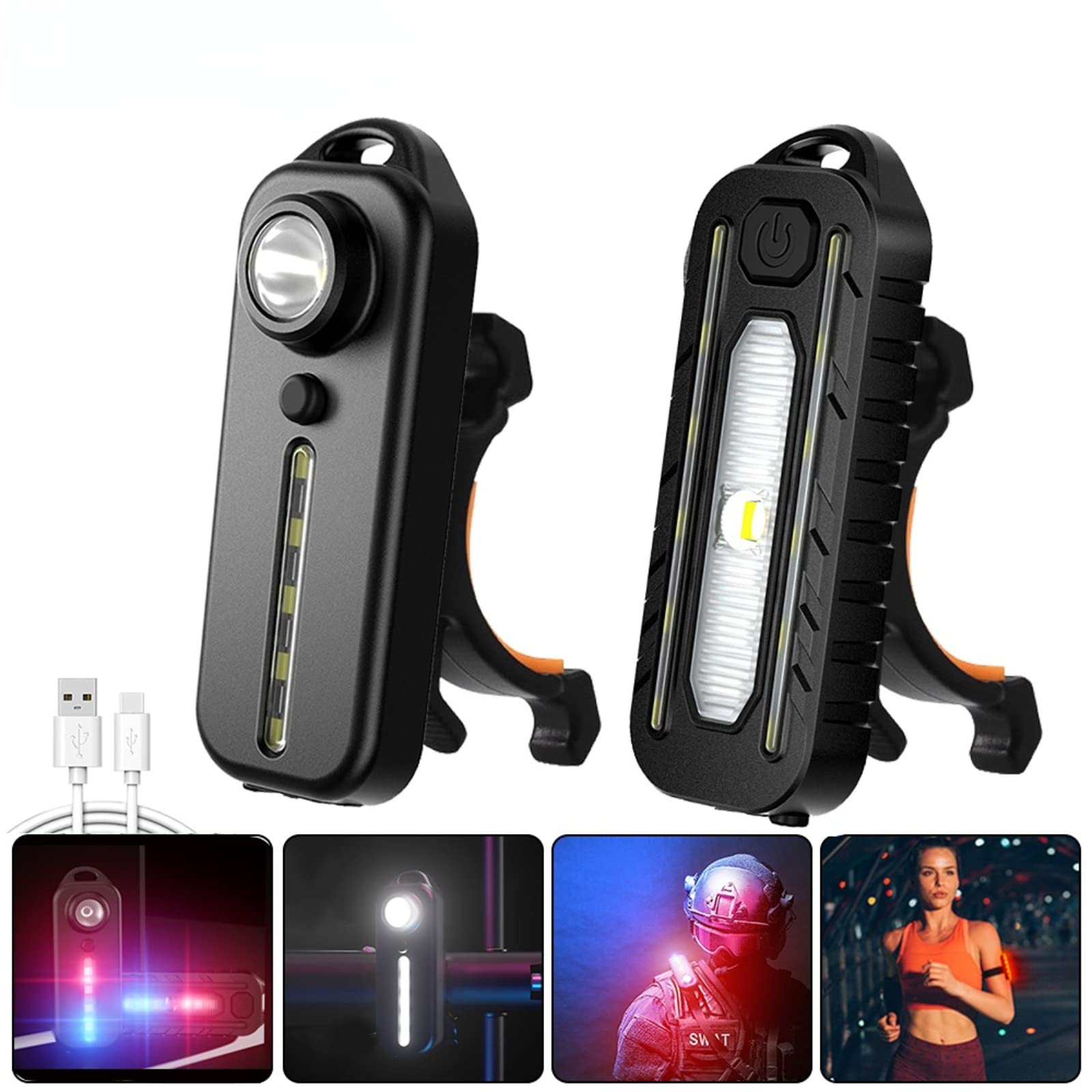 LED Red Blue Clip Light, 800 MAh, 43g, 7 × 2.5 Cm, 5 Mode-image-22