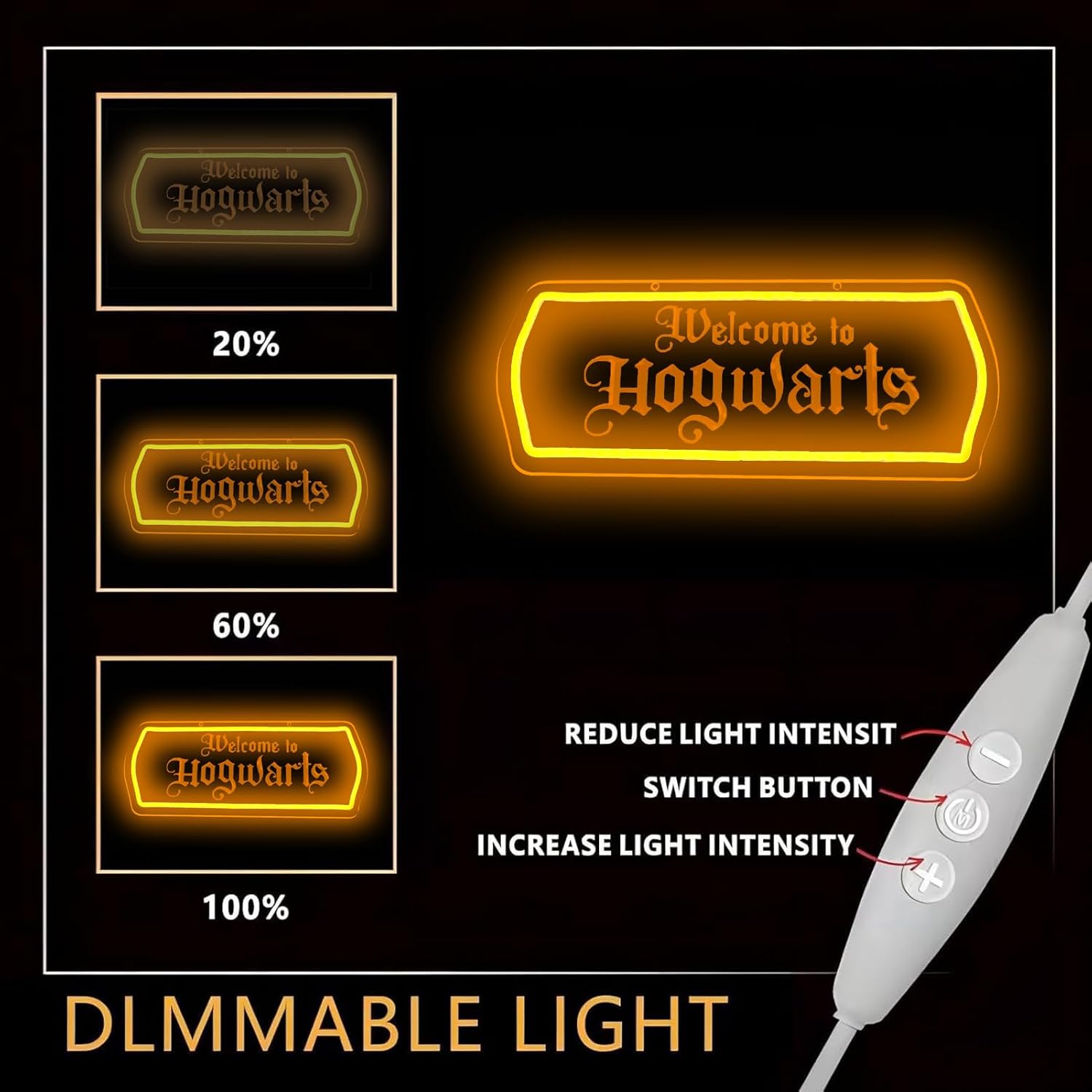 Magic School Welcome Neon Sign Dimmable LED Neon Light for Wall Decor USB Powered Gothic Neon Sign for Game Room Man Cave Bedroom Bar Gift for Wizard Fans
