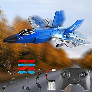 طائرة ار تي اف F-35 رابتور 2.4 جيجا هرتز بـ 6 محاور جيروسكوبية بجهاز تحكم عن بعد مع شريط إضاءة للمبتدئين والعائلات والأنشطة الخارجية من ترابوتس (لون أزرق)