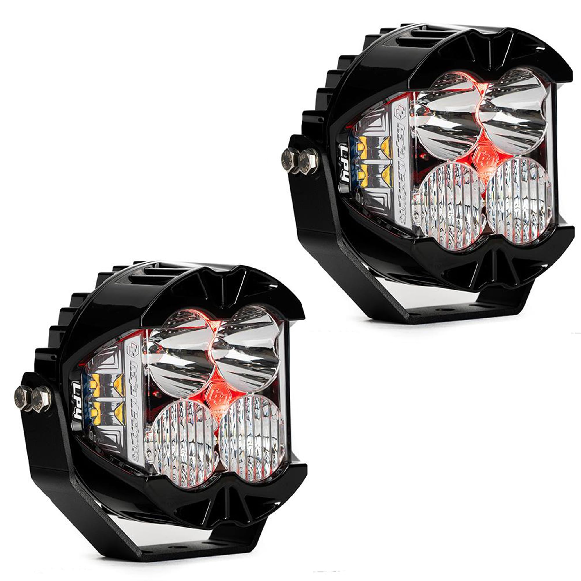 LP4 Pro LED Pod Light Pair with Backlight - 2 Lights, Wiring Harness, Lifetime Protection (Driving/Combo; Red)