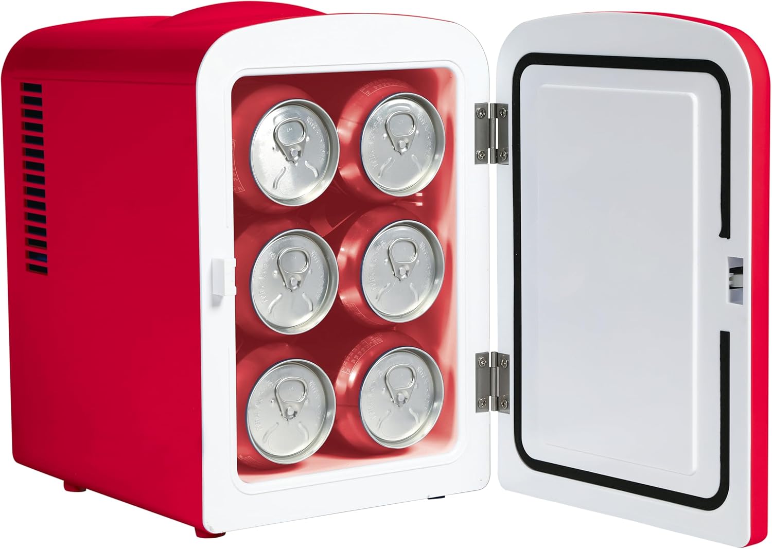 CURTIS Budweiser MIS135BUD, Mini Portable Compact Personal Fridge Cooler, 4 Liter Capacity Chills Six 12 oz Cans, 100% Freon-Free & Eco Friendly, RED