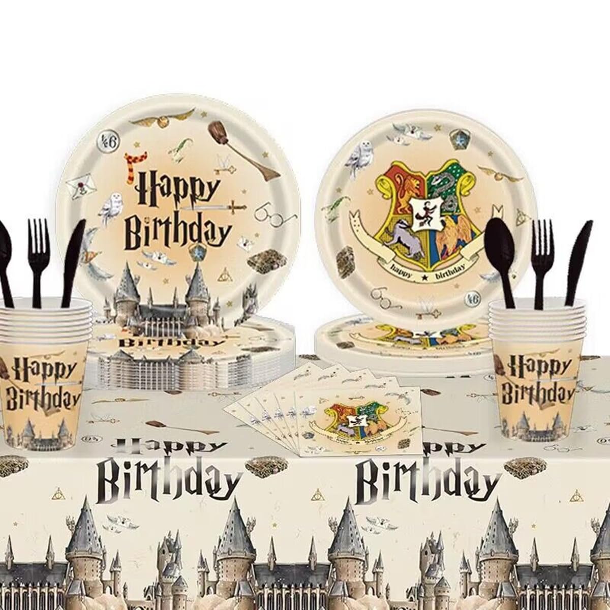 LASLU Harry Potter Dinnerware Party Bundle for 16 Guests Wizard Themed ...