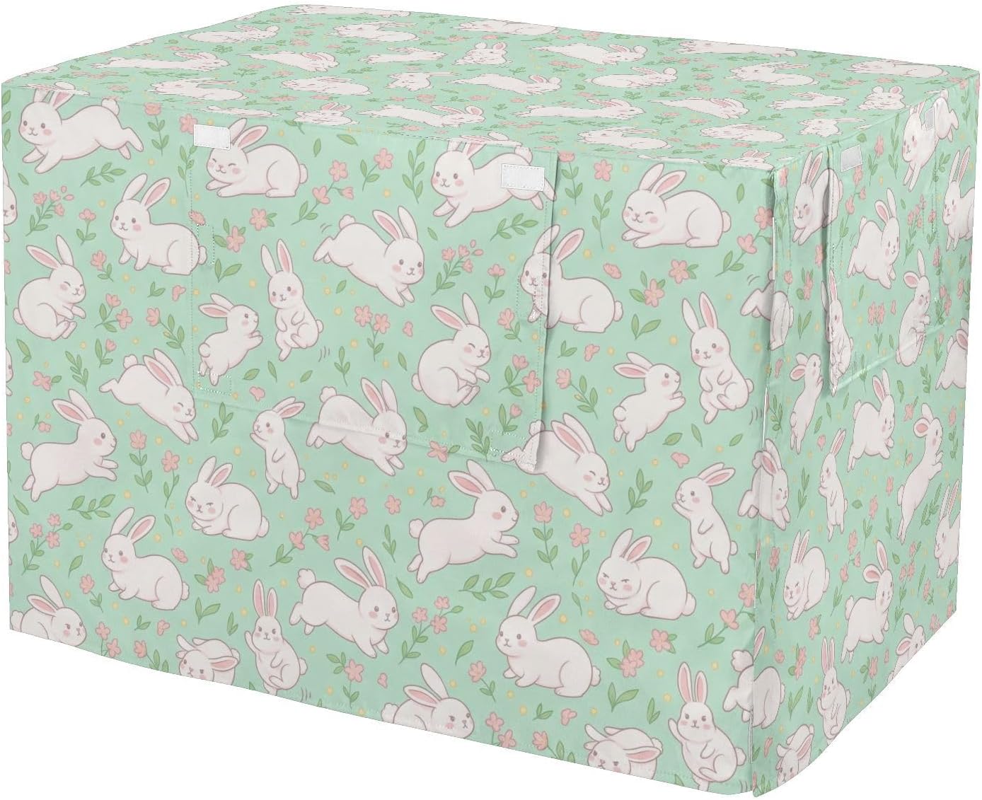 Duty 600D Silver Coated Dog Crate Cover, Water-Resistant Rabbits Print Pet Kennel Canopy with Mesh Windows for Optimal Ventilation, Universal Fit for Standard Wire Cage, Indoor & Travel
