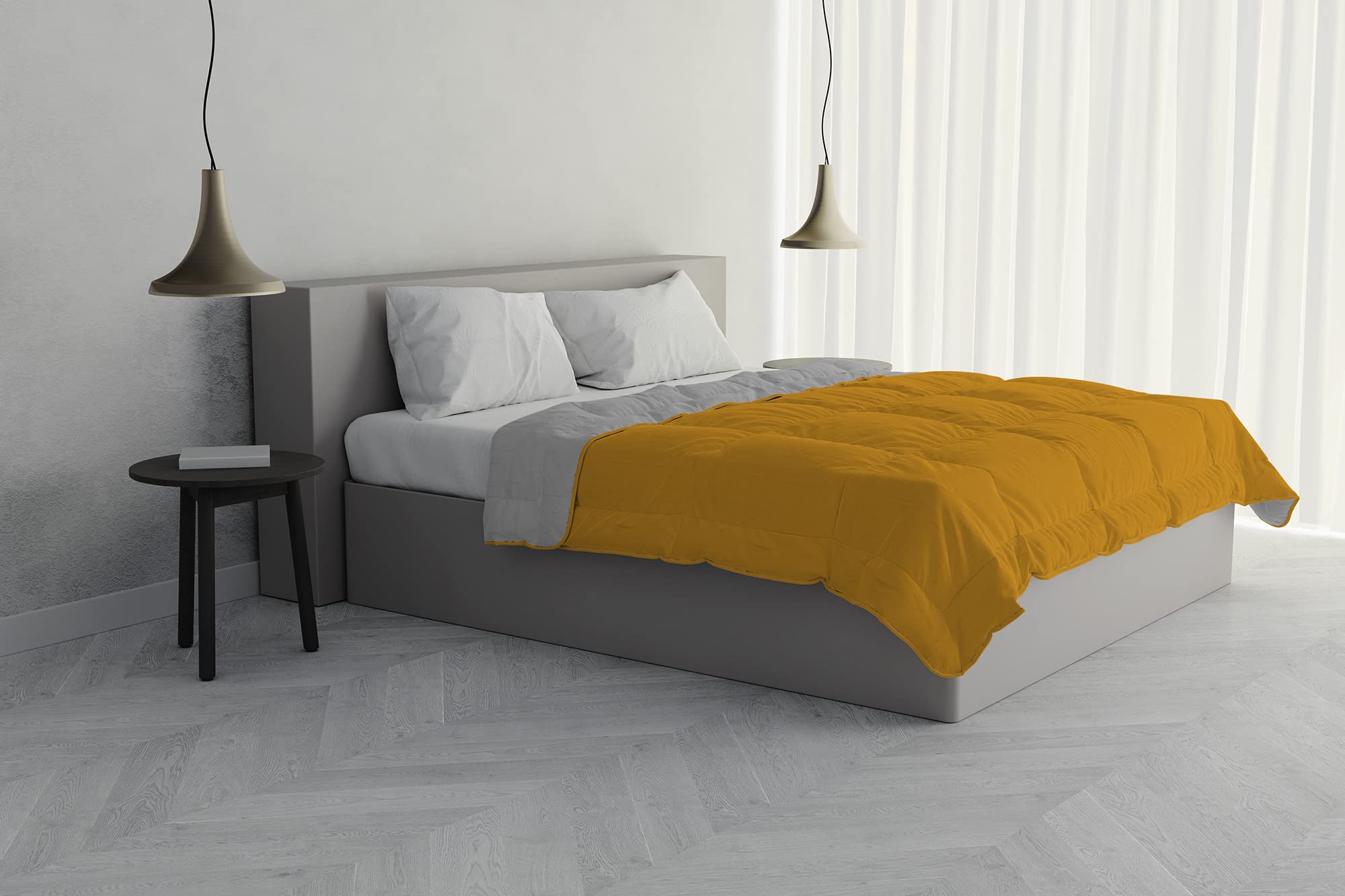 Italian Bed Linen Edredòn de Verano SOGNI E CAPRICCI, Ocre/Gris Claro 250x200 cm