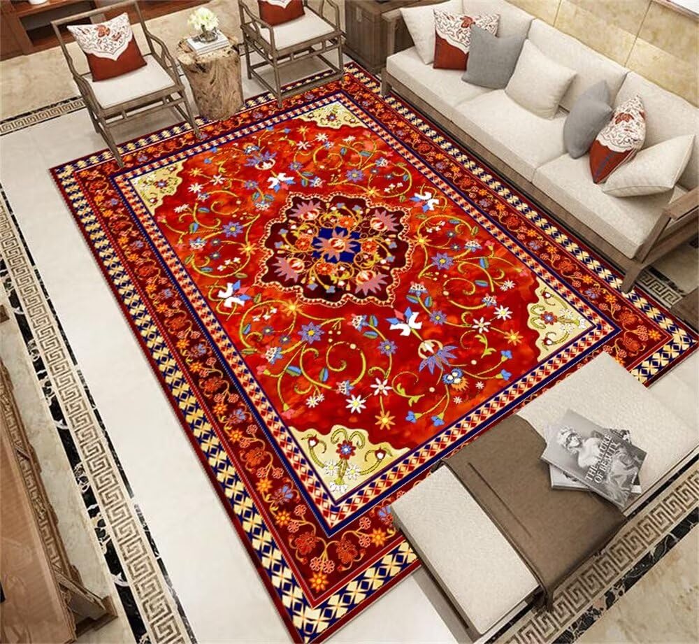 Tapis rouge rectangulaire 50x80cm pour bureau d'adolescent et salon