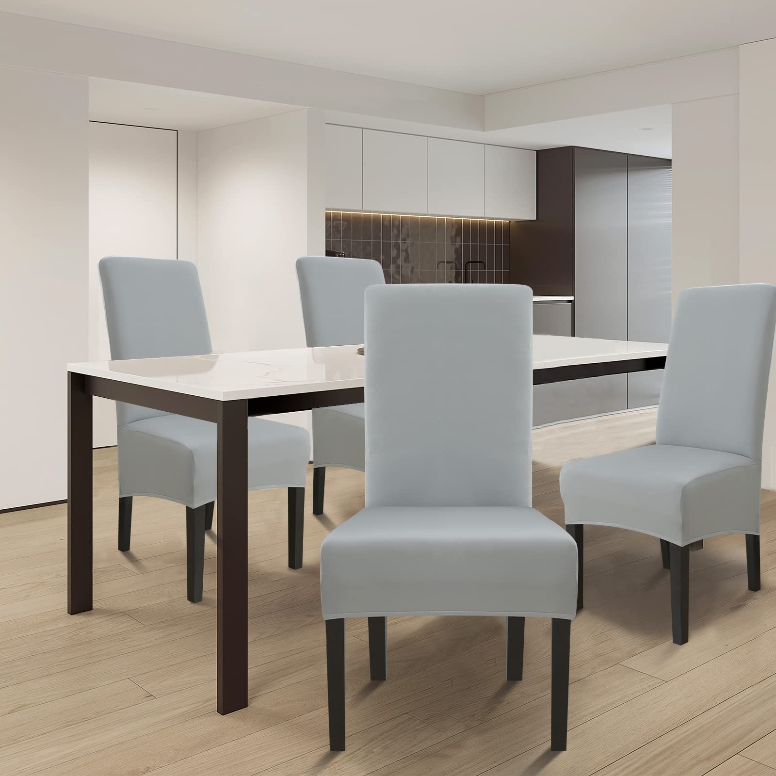 Lydevo Fundas para Sillas Comedor XL Pack de 6 Grande Fundas Elásticas para Silla de Comedor Ajustable Lavables Universal Spandex Cubierta de Sillas para Cocina Hotel Restaurante,Hollín