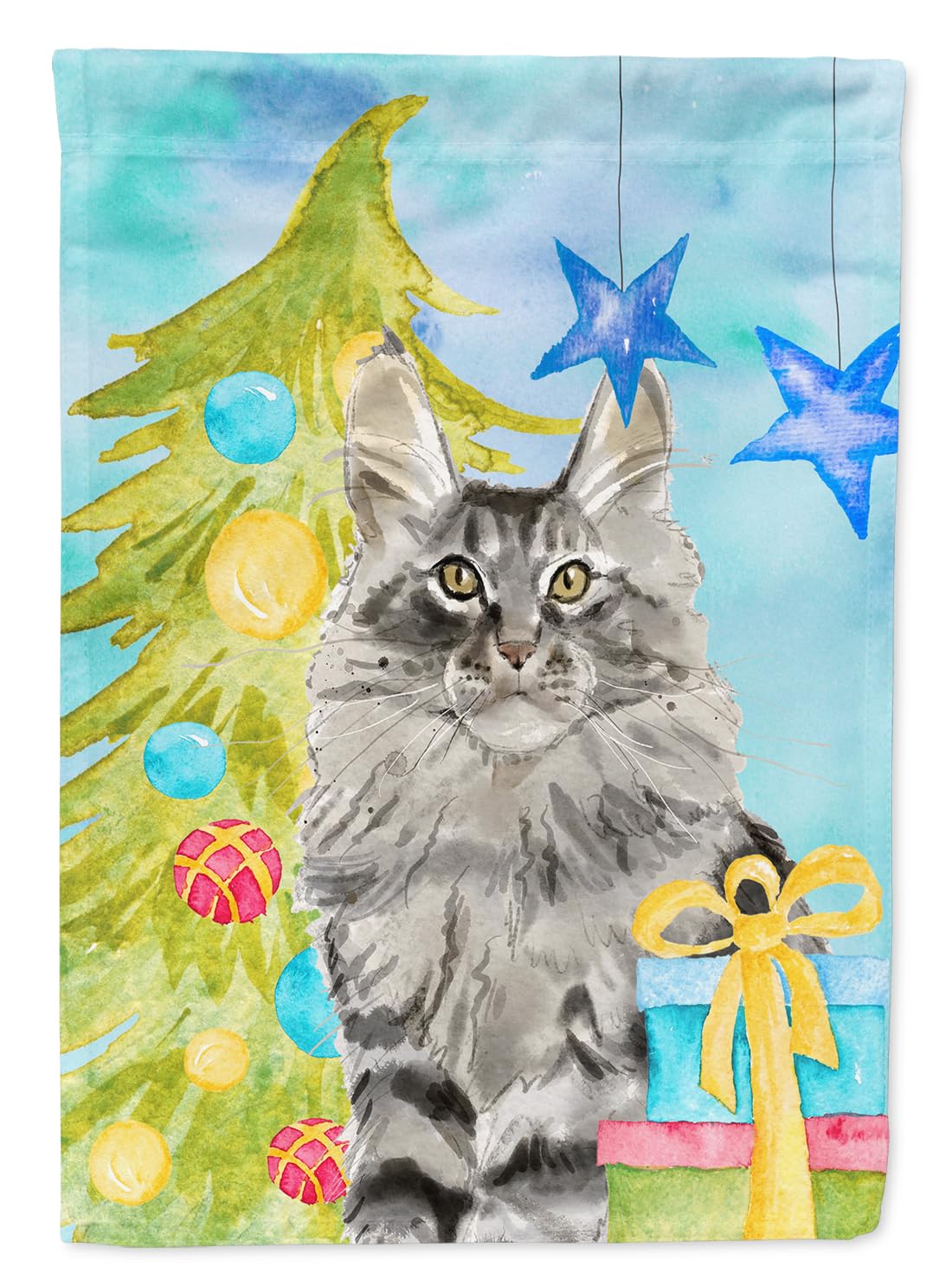 Drapeau Maine Coon Noël CK3124GF pour décorer le jardin en hiver