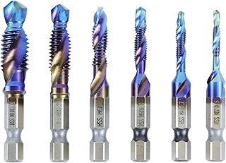 Thread Tap, 6 Pcs HSS Tap Drill Bit Set, M3 M...,