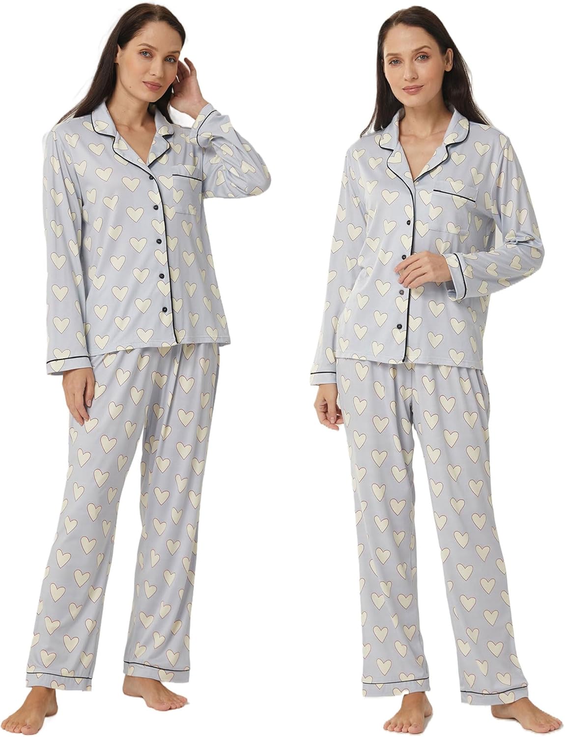 LANBAOSI Womens Pajama Sets 2 Piece Long Sleeve Button Down PJS Shirts Pants Soft Sleepwear Lounge Set Loungewear - Image 2