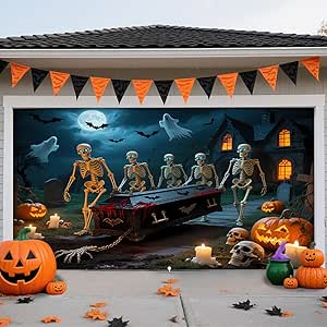 Amazon: ZFFLYH Halloween Garage Door Cover, Large Hanging Garage