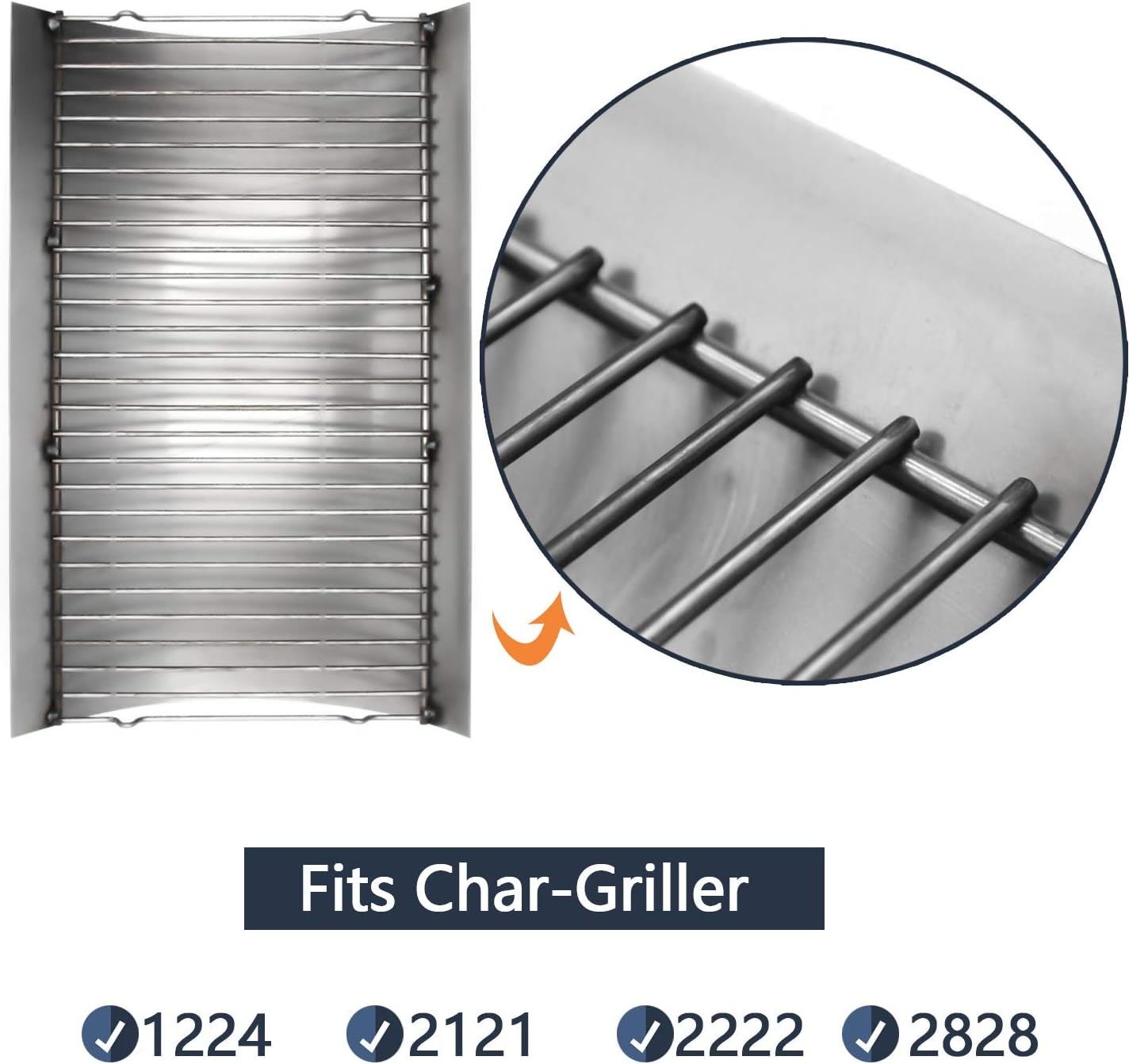 Hongso 27 Inches Ash Pan Fits Chargriller 1224, 1324, 2121, 2222, 2727, 2828, 2929 Charcoal Grills, Charbroil 17302056 Grill Repair Replacement Part with Fire Grate Hanger