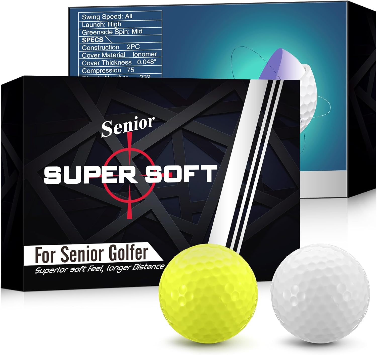 24 Pcs Duo Soft Golf Balls Senior Golf Balls Yellow Golf Balls Distance Golf Balls Super Soft Golf Balls Senior Colored Soft Golf Balls Yellow Golf Balls Low-compression Supersoft Golf Ball