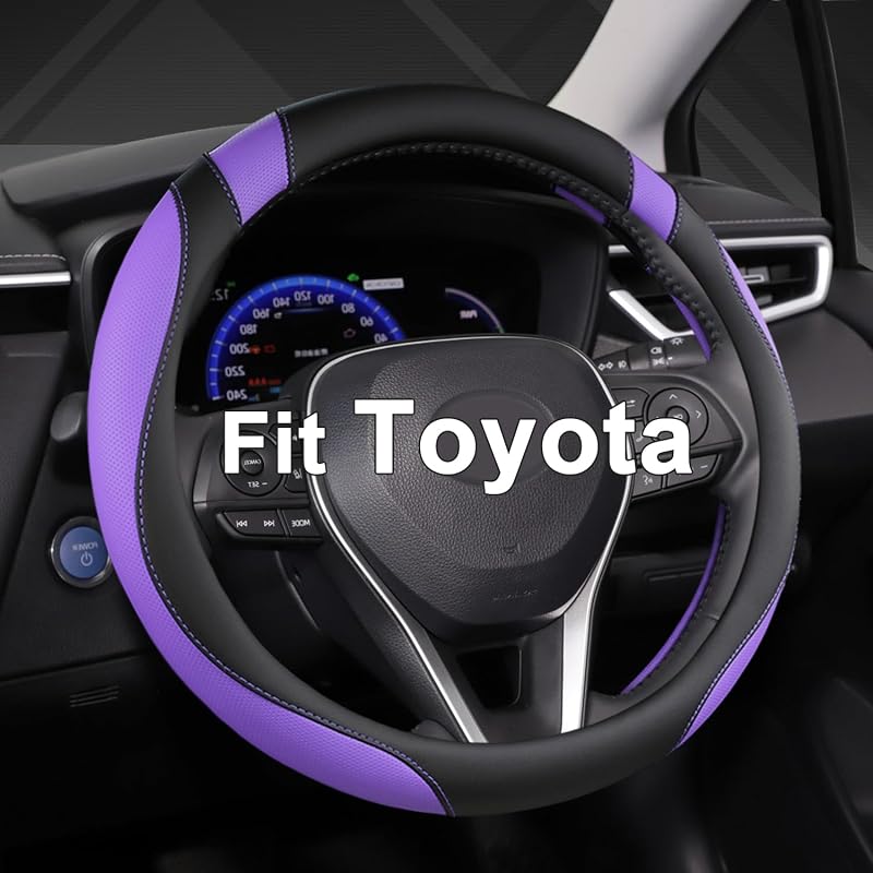 Capa para Volante West Llama em Couro Sintético Preto e Roxo para Toyota, 36,8–38,1 cm A-Black+Purple