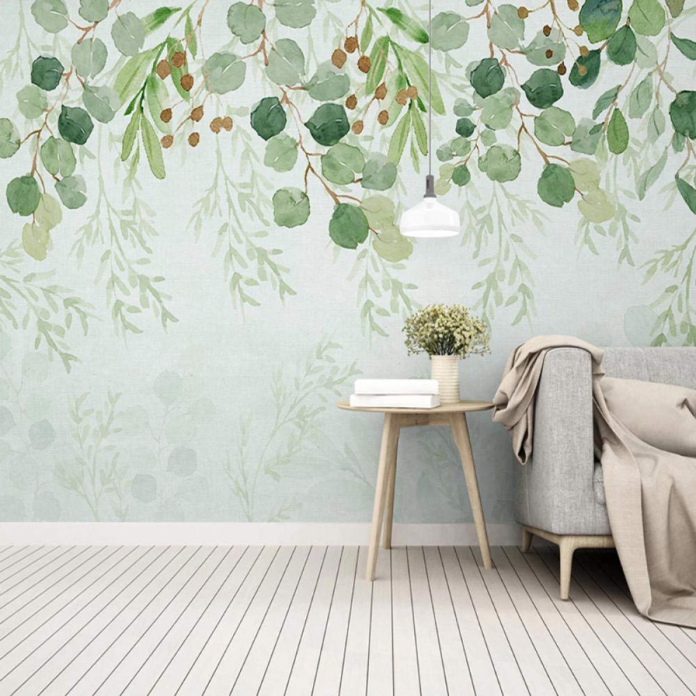 Papel tapiz mural 3D, decoración de pared de hoja verde, sala de estar, dormitorio, arte de pared, lienzo impermeable, pintura, papel tapiz moderno