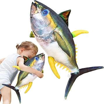 Tuna Plush Toys,Stuffed Fish Plush Doll Toy - Huggable Comfortable PP Cotton Plush Cushion for Kids and Adults, Hugging Pillow, Birthday Gift Smood