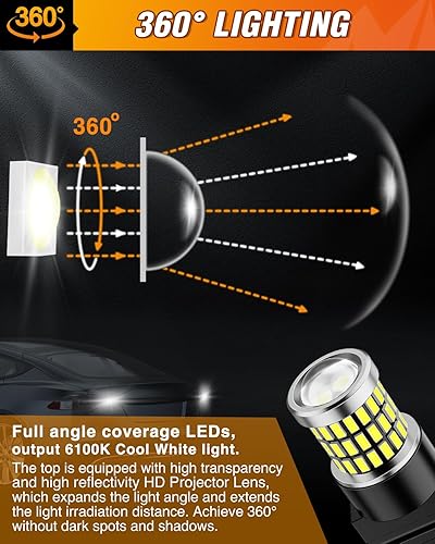 Miniatura 26 de Nilight Bombilla LED 1157, 2 unidades, 57 LED, color rojo, 2057 2357 BAY15D 7528, luz de freno de freno intermitentes, luz trasera con proyector