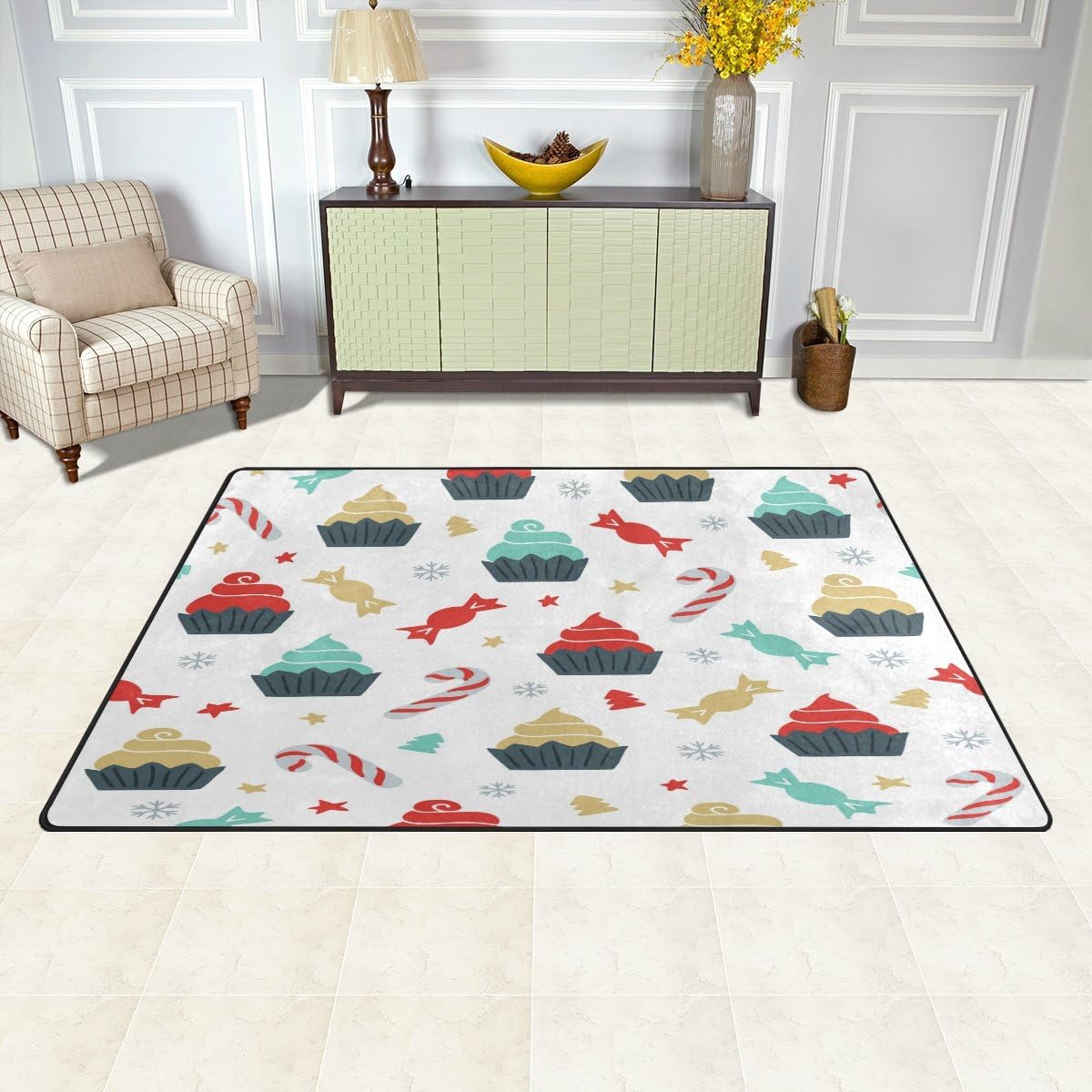 Amazon Woorケーキリビングルームダイニングエリアラグ2 ' 6 " x 1 ' 7 "フィートベッド部屋ラグOfficeラグ