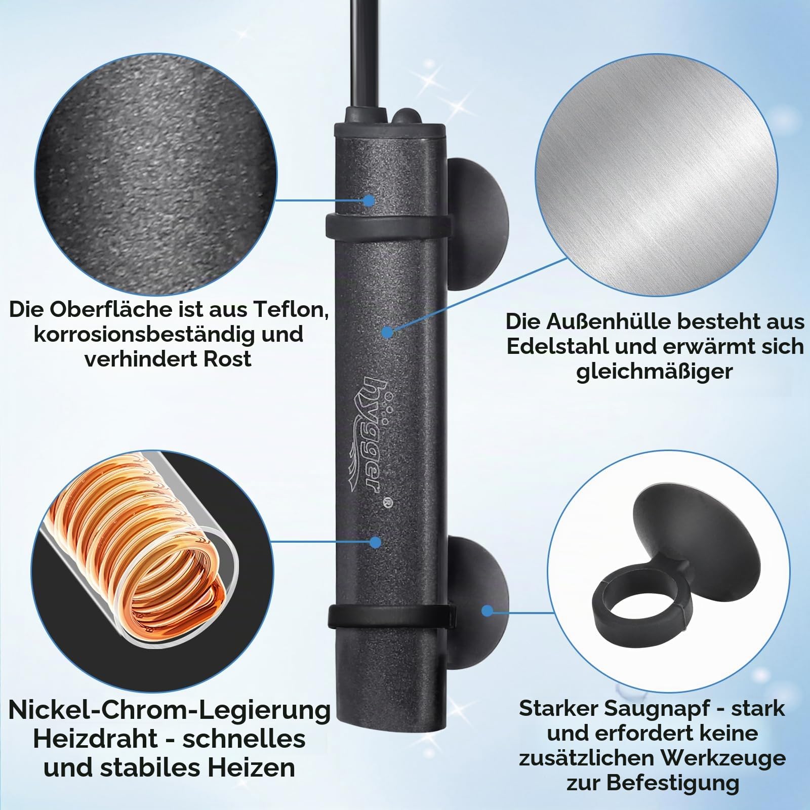 hygger Mini Aquarium Heizung, 25W Tauchfähiger Betta Aquarium Heizstab mit Digitalem Display Externer Steuerung, Schildkröten Aquarium Heizer Geeignet für Süßwasserbecken bis zu 20L