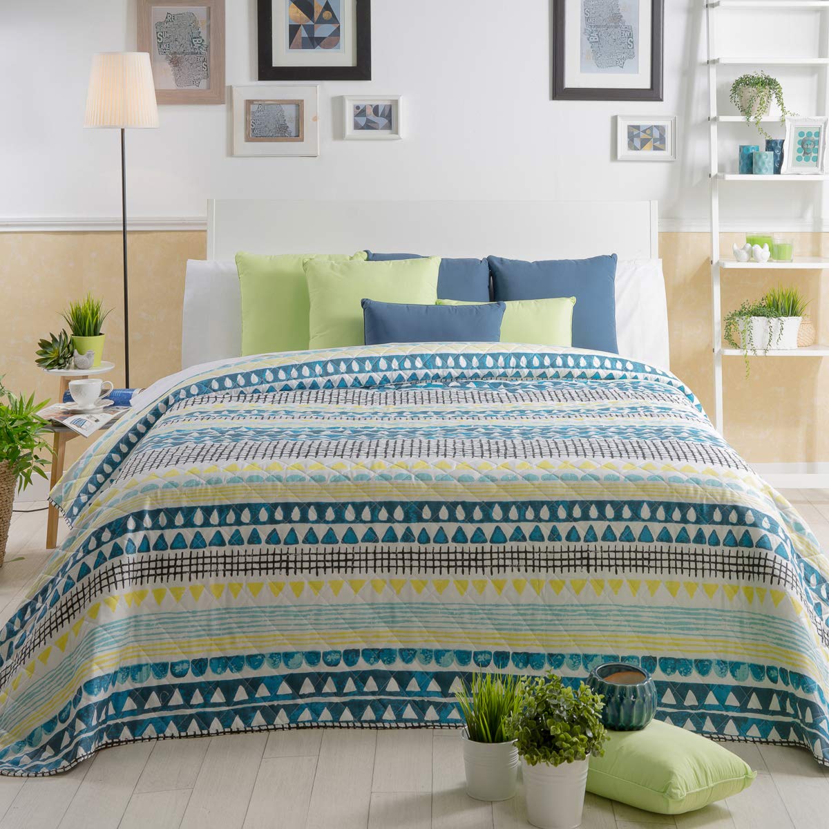 Sancarlos Bouti Bedspread, Polyester, Blue, 200X270