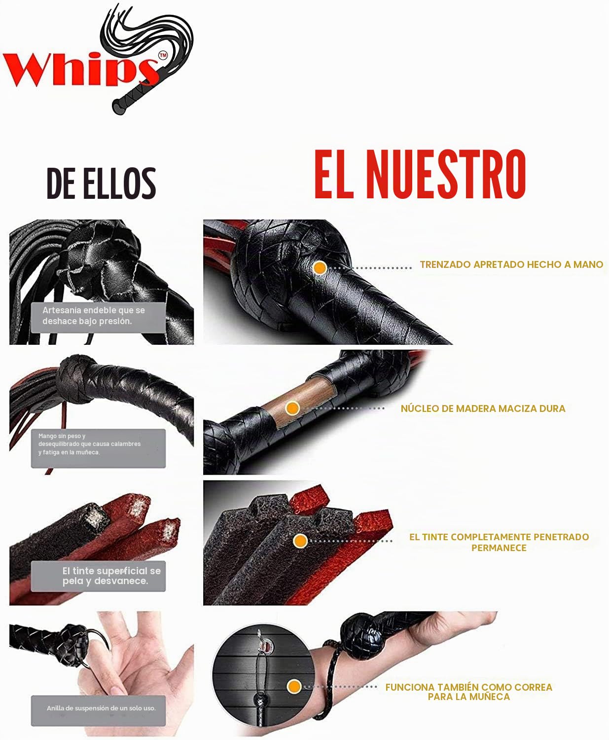 Fusta de Caballo de Cuero Rojo 76 cm - Fusta Ecuestre para Montar