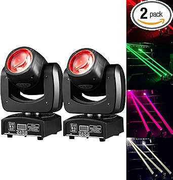 90W LED Moving Head DJ Lights Mini Beam Stage Lights Super Bright Spot RGBW 4IN1 DMX 512 12CH Sound-Activated for Wedding DJ Party Stage Lighting (90W, 2)