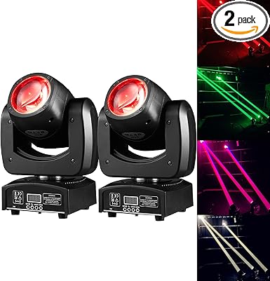 90W LED Moving Head DJ Lights Mini Beam Stage Lights Super Bright Spot RGBW 4IN1 DMX 512 12CH Sound-Activated for Wedding DJ Party Stage Lighting (90W, 2)