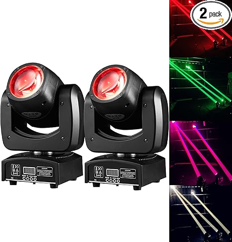 90W LED Moving Head DJ Lights Mini Beam Stage Lights Super Bright Spot RGBW 4IN1 DMX 512 12CH Sound-Activated for Wedding DJ Party Stage Lighting (90W, 2)