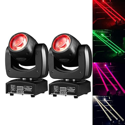 DJXFLI 90W LED Moving Head DJ Lights Mini Beam Stage Lights Super Bright Spot RGBW 4IN1 DMX 512 13CH Sound-Activated for Wedding DJ Party Stage Lighting (90W, 2)