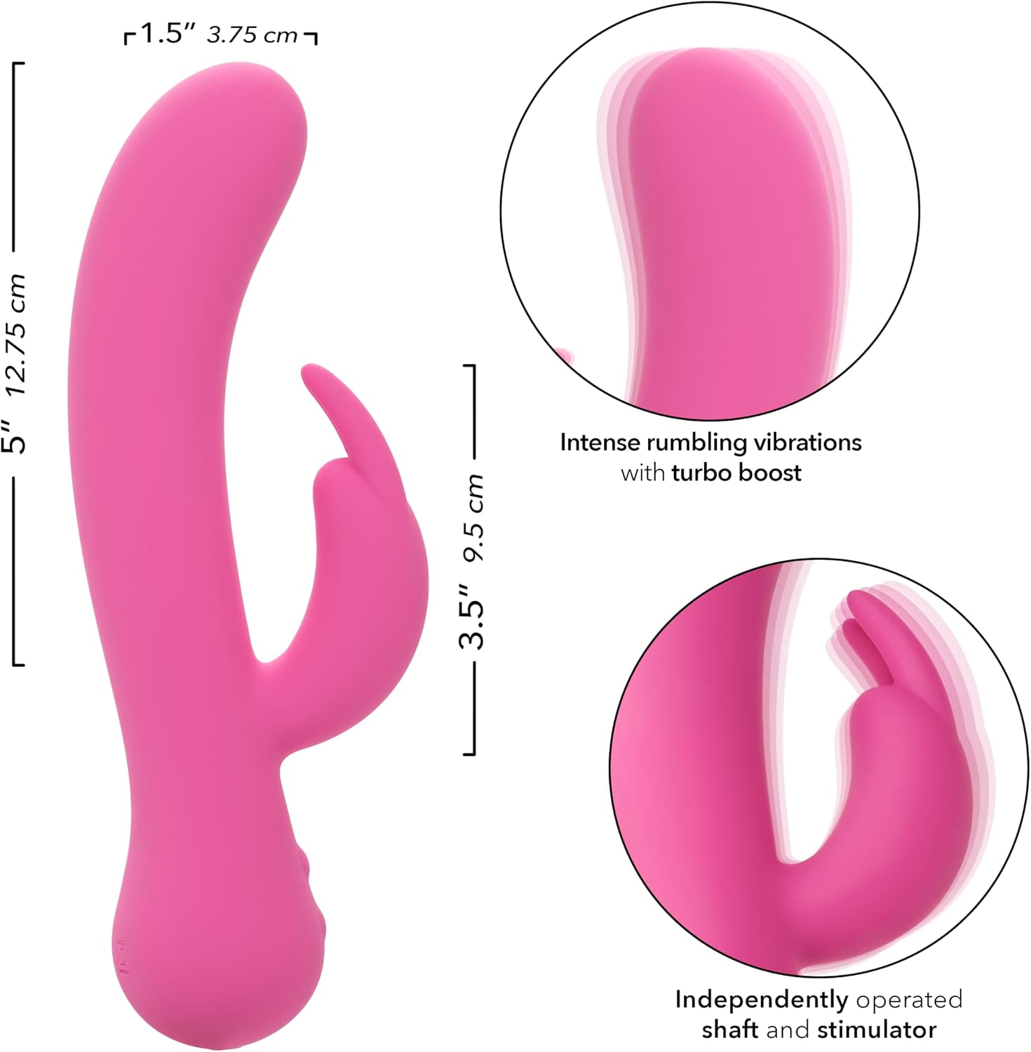 CalExotics First Time Rechargeable Bunny, IPX7 Waterproof Silicone Rabbit Vibrator with Turbo Boost Accelerated Speeds - SE-0003-30-3
