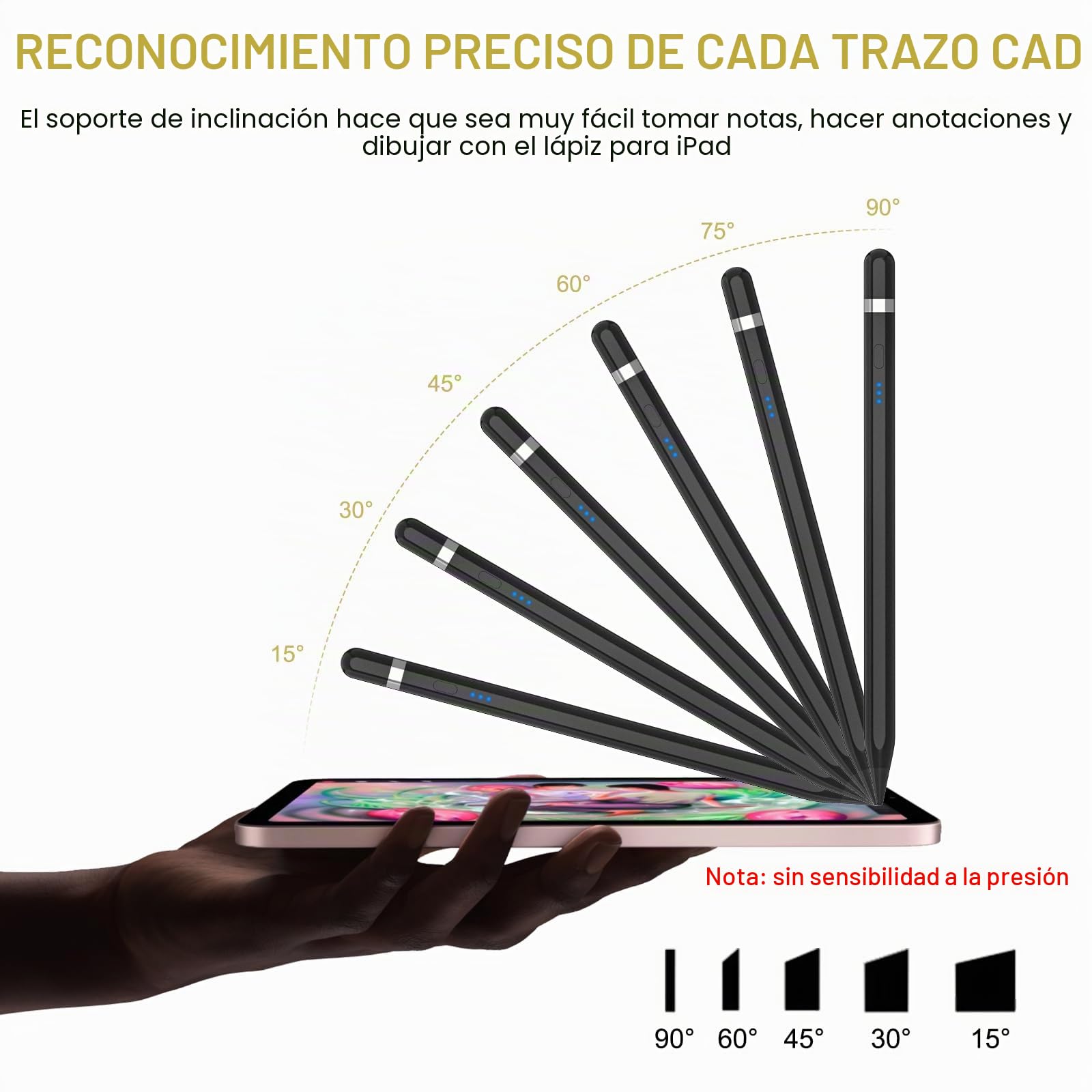 Pencil De 1ª Generación para iPad 2026-2018: Carga Rápida USB C con Sensibilidad De Inclinación Y Rechazo De Palma, Lápiz para iPad 11-6ª Gen, Air 3-5/M2/M3/M4, Mini 5-7, Pro 11"/12,9"/13'' M4 M5