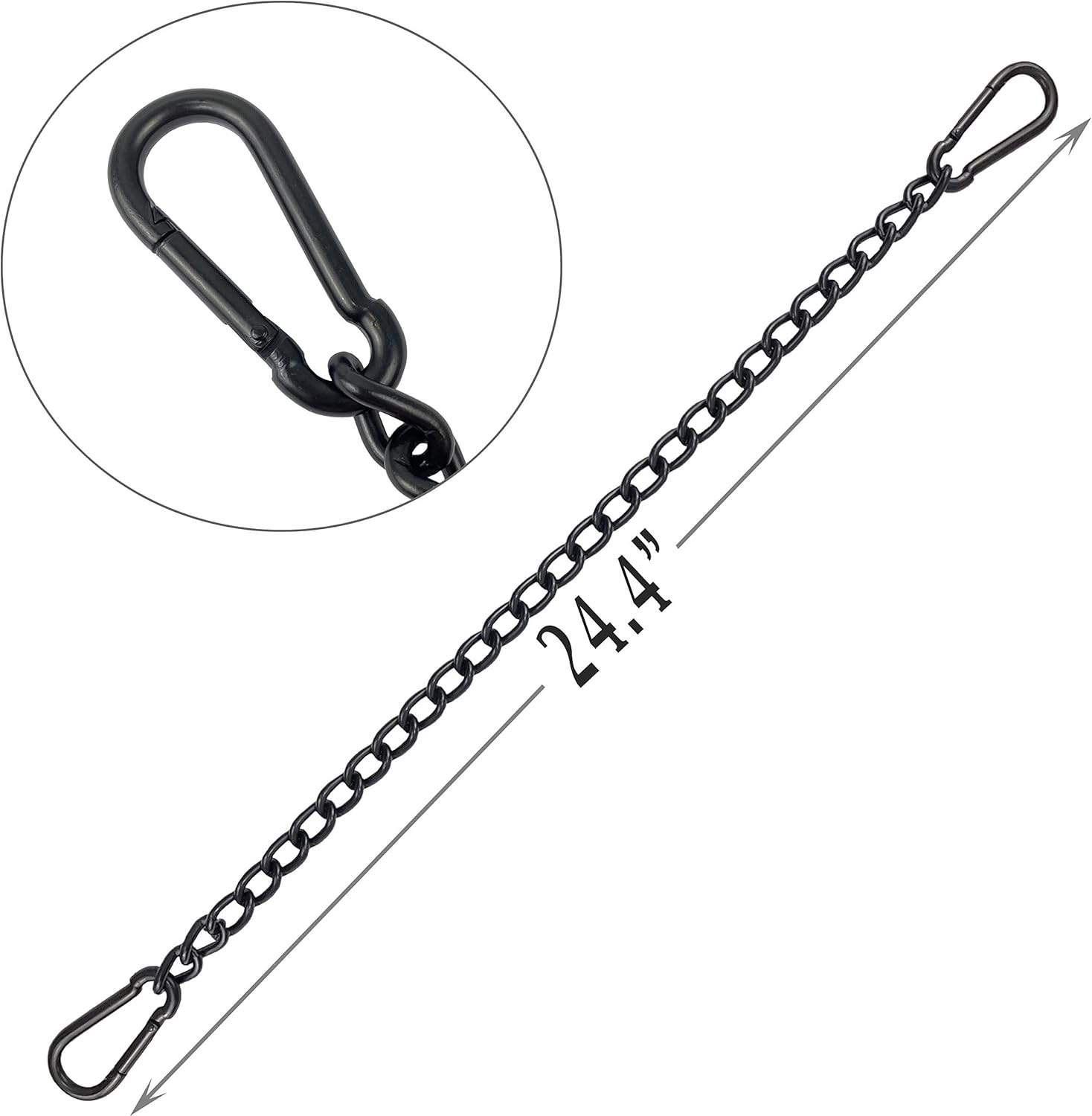 Black Hanging Chair Chain with Two Carabiners, Steel Hanging Kits for Hammock, Punching Bags, Heavy Duty 330LB Capacity Indoor Outdoor (1 Chain) - Image 3