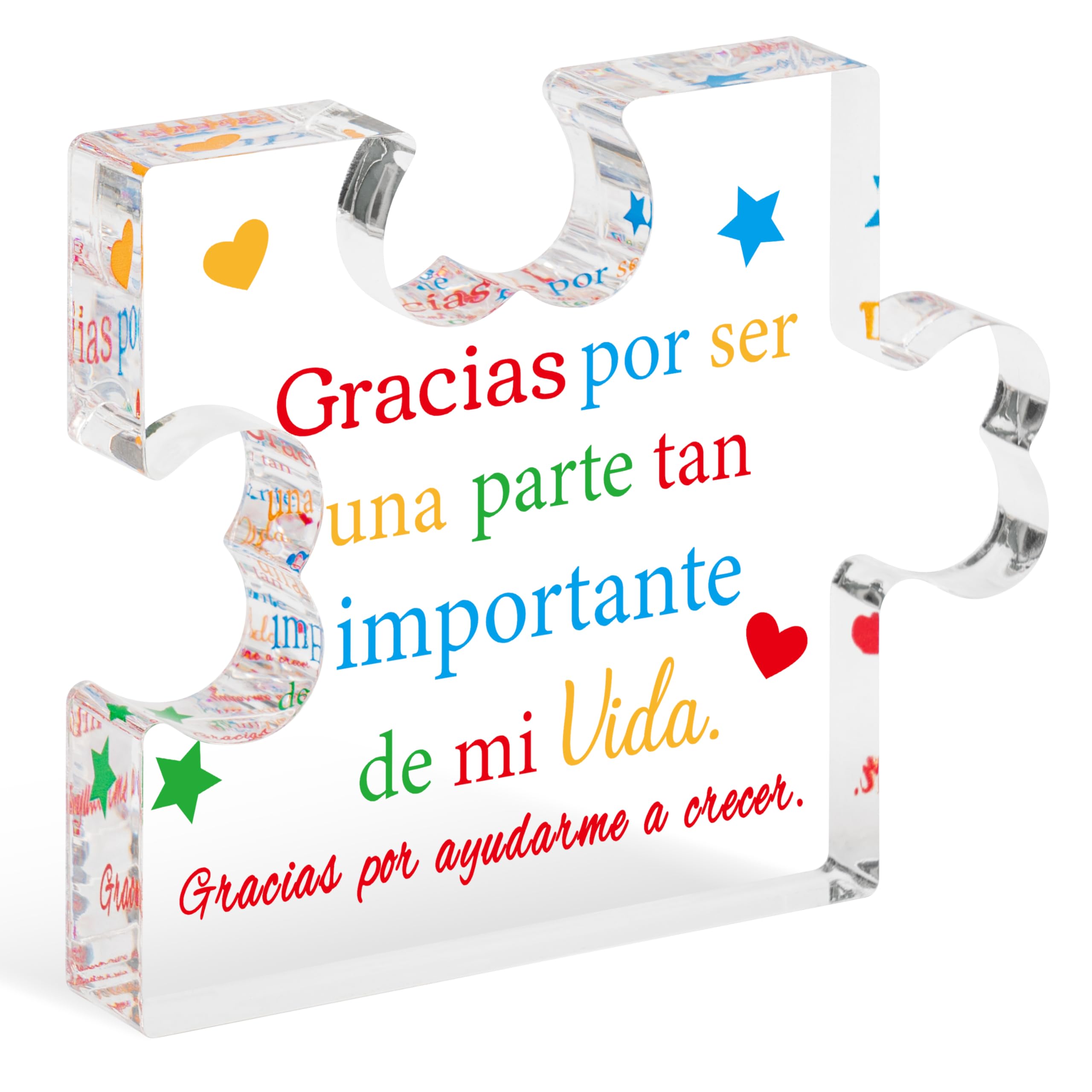 Yopyame Spanish Teacher Appreciation Gifts - Regalos para Maestra Acrylic Gift Thank You Teachers Engraved Acrylic Puzzle Plaque End of Year