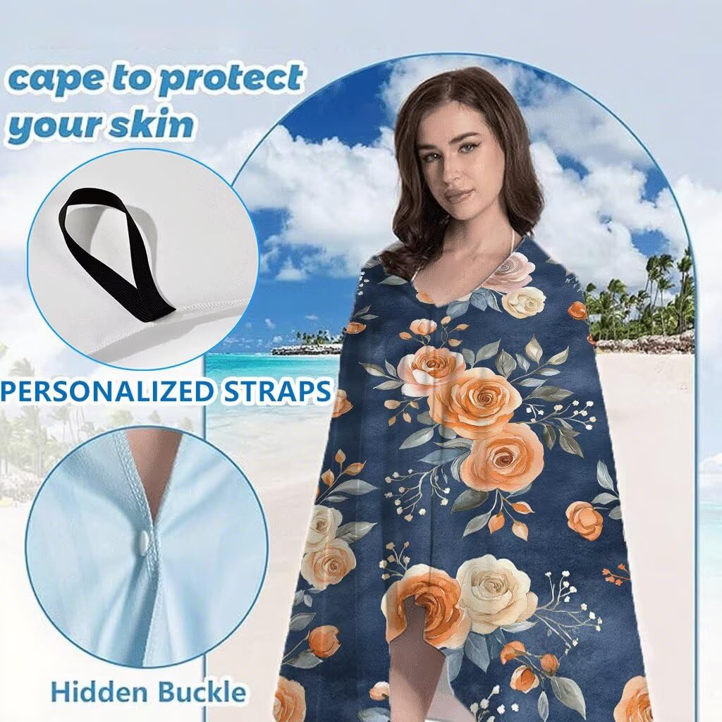 Maintenant Serviette de Plage 220x100cm Lot de 2, Fleurs Serviette Microfibre Ultra Absorbantes Séchage Rapide Anti Sable Léger Transport Compacte Drap de Plage pour Piscine Voyages Sauna, Model573