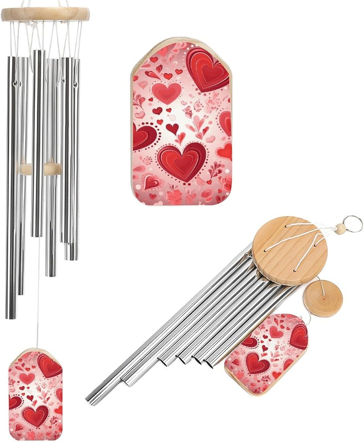 Outdoor Wind Chimes, Valentine Pattern Printed Wind Chimes,Simple Wind Chimes,Curtain Wind Chimes for Home Decoration