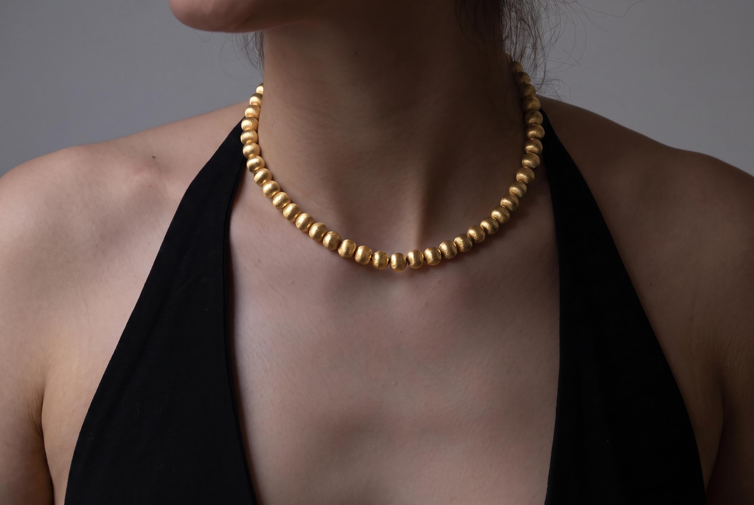 Collar de Cuentas Cepilladas de 8 mm - Gargantilla Vintage - Joyería de Oro de 14K - Statement Diario