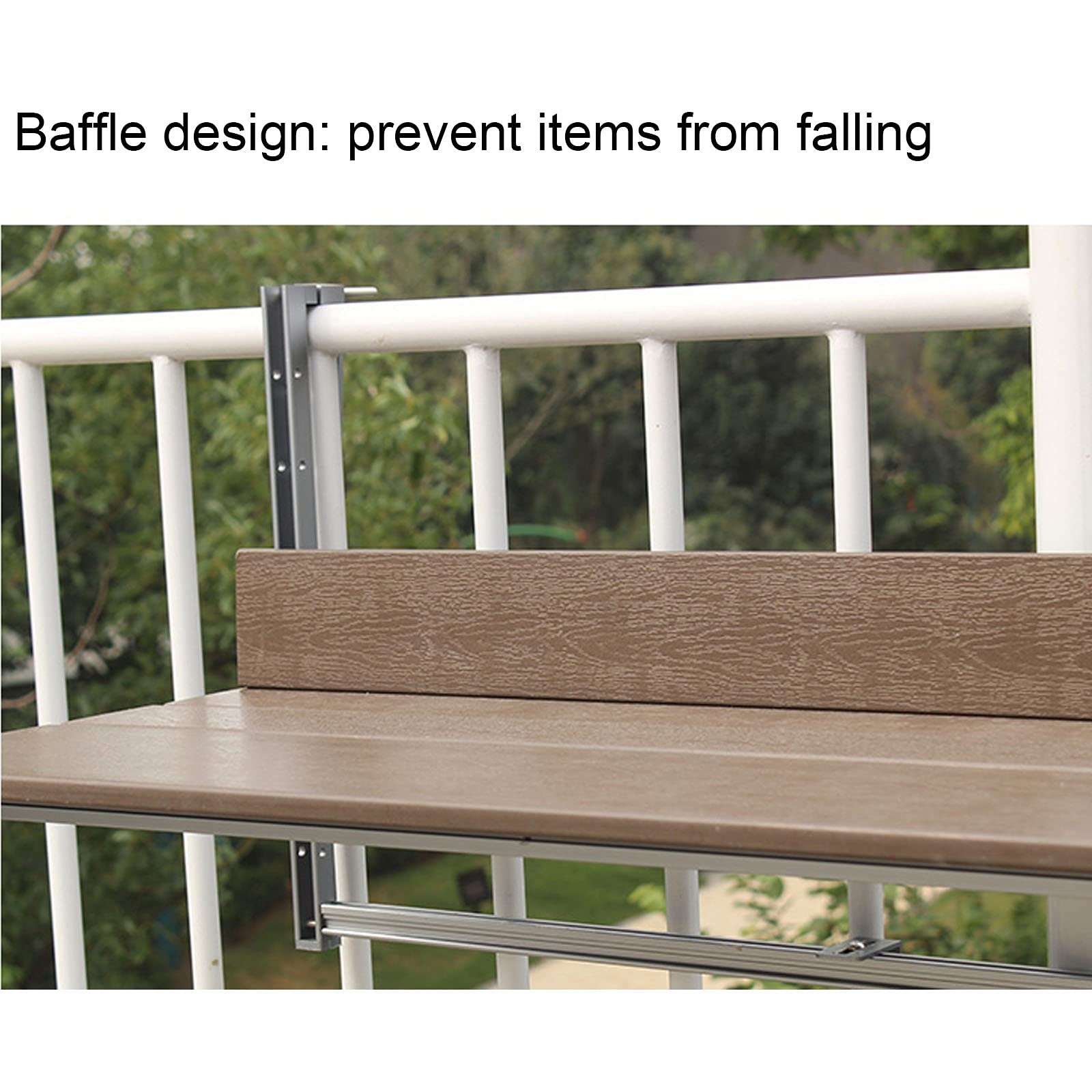 Tavolo sospeso, Tavolo da ringhiera per Balcone, scrivania Regolabile in Altezza con Balcone, tavolino o mensola da Pranzo/Sistema di Montaggio Semplice, Supporto per ringhiera, scaffale di
